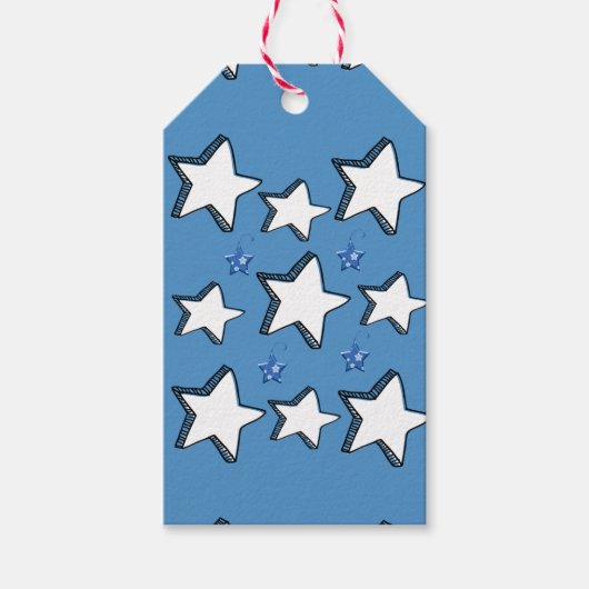 Kerstcadeautassen Witte sterren Cadeaulabel (Voorkant)