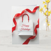 Kerstcadeautentas Met Rode Lint Kaart (Gele Bloem)