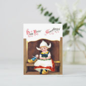 kerstcadeautje met klein Nederlands meisje Briefkaart (Staand voorkant)