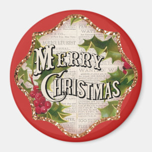 kerstcadeautje met mooi kerstfeest magneet