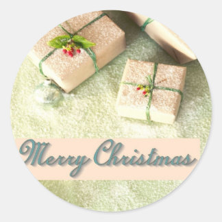 kerstcadeautje ronde sticker
