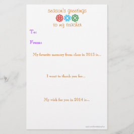 Kerstcadeautje voor de juf/meester 2013-2014 briefpapier