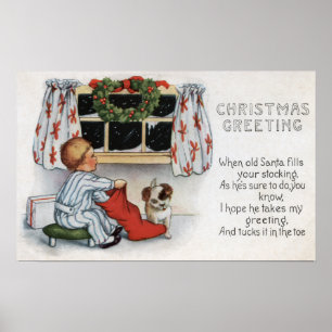kerstcadeautjeJongen die in het stoppingelen grave Poster