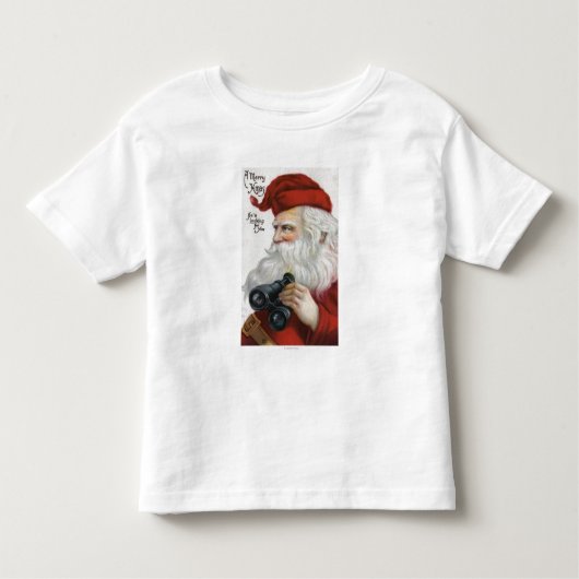 kerstcadeautjeKerstman met Binocles Kinder Shirts (Voorkant)