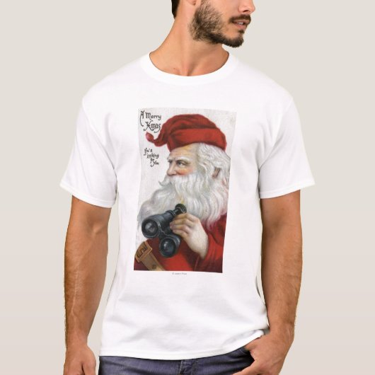 kerstcadeautjeKerstman met Binocles T-shirt (Voorkant)