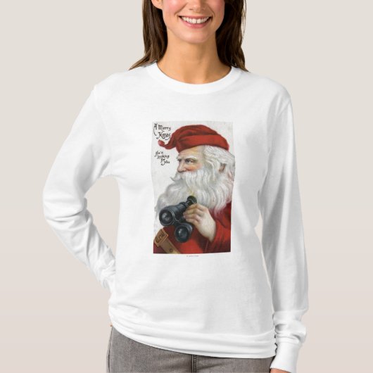 kerstcadeautjeKerstman met Binocles T-shirt (Voorkant)