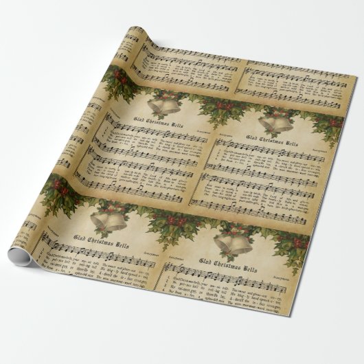 kerstcadeautjes Carol Script Print Cadeaupapier (Uitgerold)