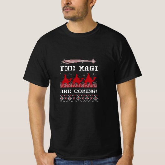 kerstcadeautjes - de Magi komen eraan T-shirt (Voorkant)