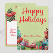 Kerstcadeautjes Happy Holiday Flat Kaart (Voorkant / Achterkant)