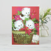  kerstcadeautjes in het mandje feestdagenkaart (Staand voorkant)