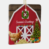 kerstcadeautjes met rode Barn Hen Tree Keramisch Ornament (Rechts)