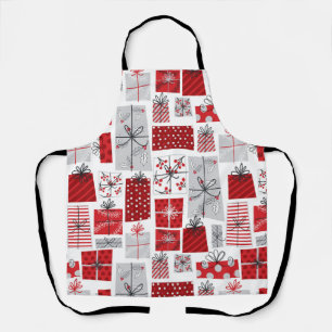 kerstcadeautjes met rode zilveren Feestdagen Schort
