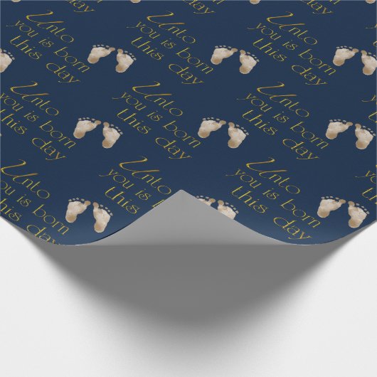 kerstcadeautjes op blauw cadeaupapier (Hoek)