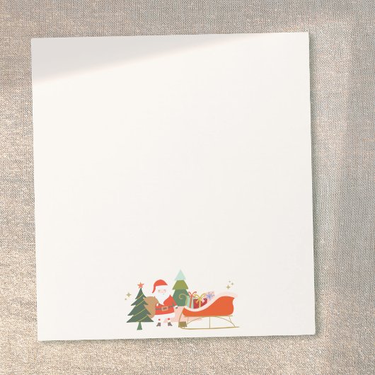 Kerstcadeautjes op de slee van de kerstman notitieblok