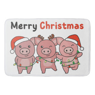 kerstcadeautjes pigs Merry Kerstmis Badmat