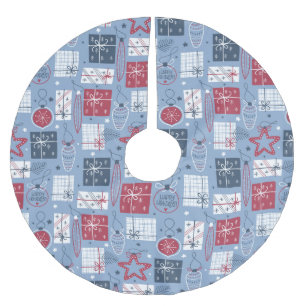 kerstcadeautjes rood wit blauw feestelijk decor kerstboom rok