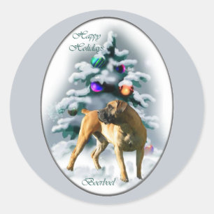 kerstcadeautjes uit Boerboel Ronde Sticker