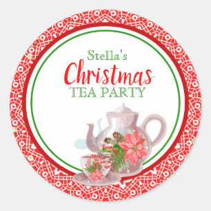 kerstcadeautjes voor theepartijtjes ronde sticker