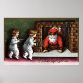 kerstcadeautjeSinterklaas komt uit schoorsteen Poster (Voorkant)