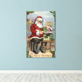 kerstcadeautjesSanta Painting Canvas Afdruk (Insitu (Houten vloer))
