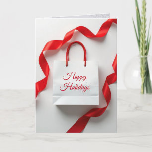 Kerstcadeauttas met rode linten kaart