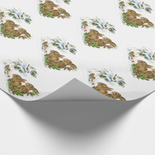 Kerstcadeauverpakking/konijnen en vogels cadeaupapier