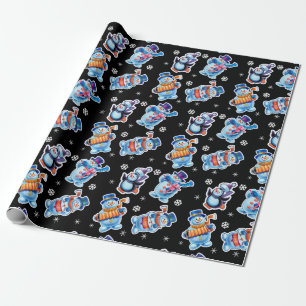 Kerstcadeauverpakking Winter Wonderland Snowfolk. Cadeaupapier