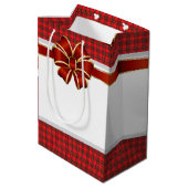 Kerstcadeauzak geruite strik Scottish Classic Medium Cadeauzakje (Achterkant Gekanteld)