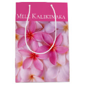 Kerstcadeauzak-Mele Kalikimaka Plumeria Plaid Medium Cadeauzakje (Voorkant)