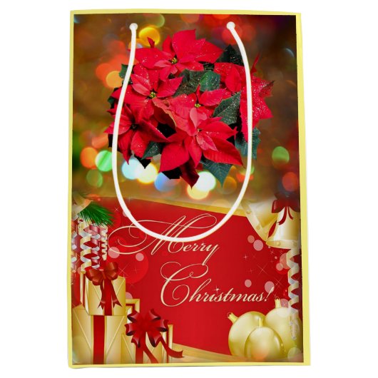 Kerstcadeauzakken Vrolijk Kerstfeest Medium Cadeauzakje (Voorkant)