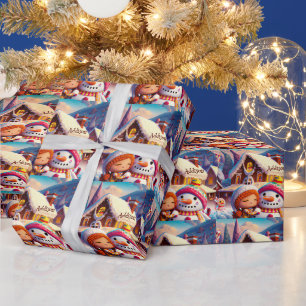 kerstcadedag Gingerbrood Snowman Winter Cadeaupapier