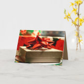 KERSTCADOOS MET RODE LINTEN STROOK KAART (Gele Bloem)