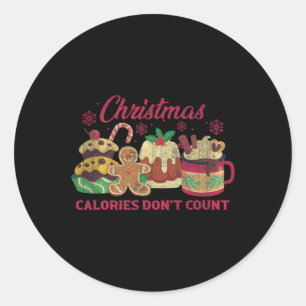 Kerstcalorieën tellen geen melkkoekjes ronde sticker