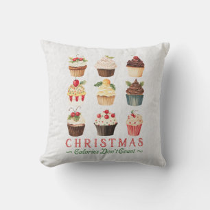 Kerstcalorieën tellen niet - Kerstcupcakes Kussen