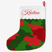 Kerstcamouflage Rood Groen Monogram Grote Kerstsok (Achterkant)