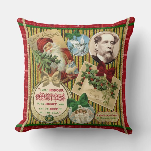 Kerstcarol Charles Dickens Traditionele speldensch Kussen (Voorkant)