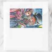 kerstcarol rechthoekige sticker (Tas)