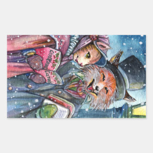 kerstcarol rechthoekige sticker