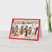 Kerstcarol Singing, Louis Wain Card Kaart (Voorkant)