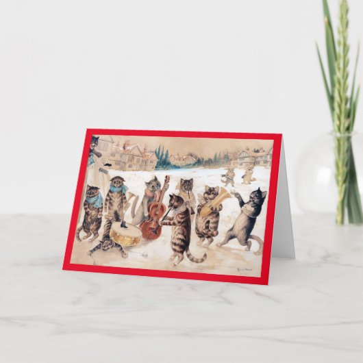 Kerstcarol Singing, Louis Wain Card Kaart (Voorkant)