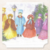 KerstCarolers Kartonnen Onderzetters (Voorkant)