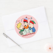 KerstCarolers Ronde Sticker (Envelop)