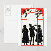 KerstCarolers Silhouette 1920 Feestdagenkaart (Voorkant / Achterkant)