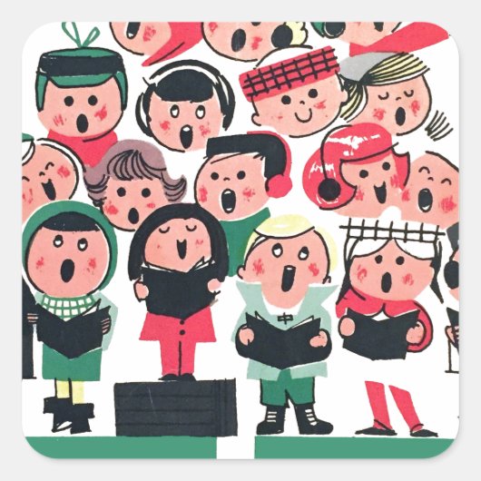 KerstCarolers Vierkante Sticker (Voorkant)