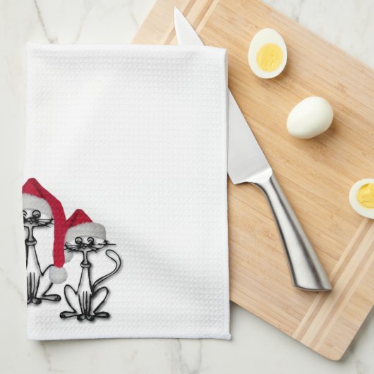 KerstCaroling Cats Joyous Fun Theedoek (Quarter Fold)