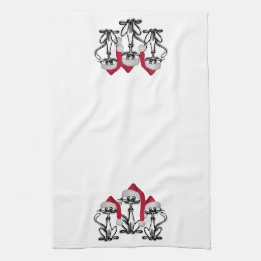 KerstCaroling Cats Joyous Fun Theedoek (Verticaal)