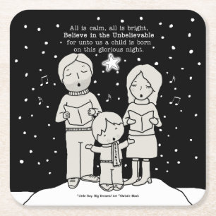 KerstCaroling Vierkante Kartonnen Onderzetter