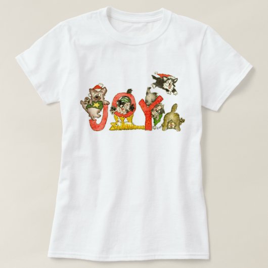 kerstCartoon Kitten Cats JOY Shirt (Design voorkant)