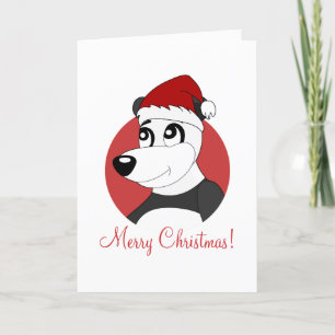 Kerstcartoon met een leuke panda-beer vakantiewage feestdagen kaart