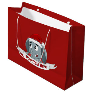Kerstcartoon met een schattig cadeau voor olifante groot cadeauzakje